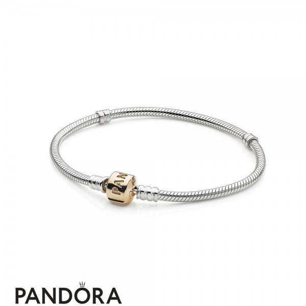 Pandora Jewelry Bracelets Classic Silver Charm Bracelet With 14K Gold Clasp Official