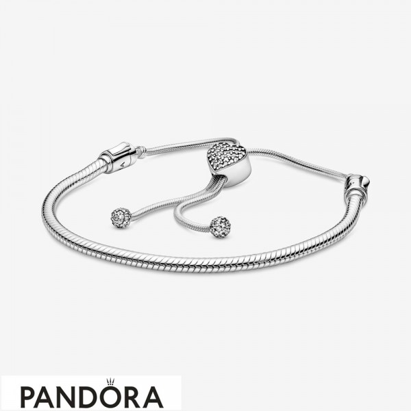 Pandora Jewelry Moments Snake Mesh Bracelets Paved Heart Clasp Official