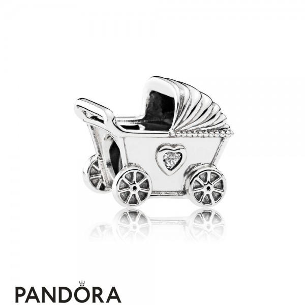 Pandora Jewelry Family Charms Baby's Pram Charm Clear Cz Official