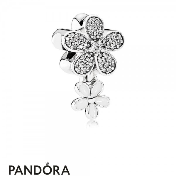 Pandora Jewelry Nature Charms Dazzling Daisy Duo White Enamel Clear Cz Official