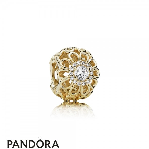 Pandora Jewelry Nature Charms Floral Brilliance Charm Clear Cz 14K Gold Official