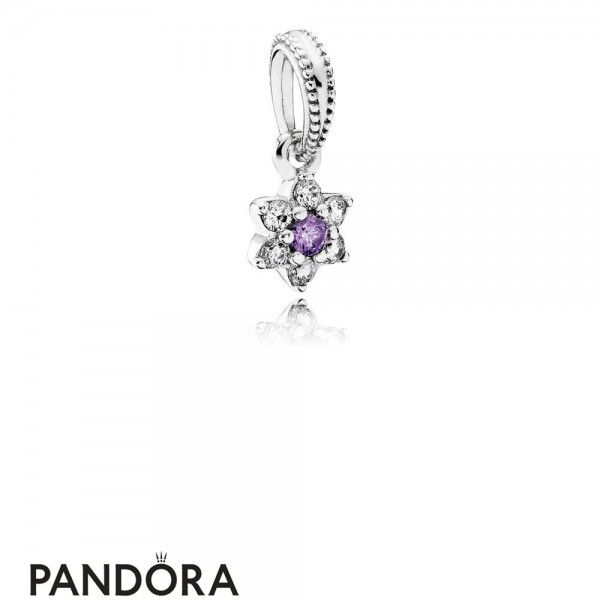 Pandora Jewelry Nature Charms Forget Me Not Pendant Charm Purple Clear Cz Official