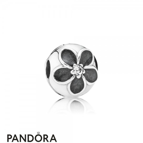 Pandora Jewelry Nature Charms Mystic Floral Clip Clear Cz Black Enamel Official