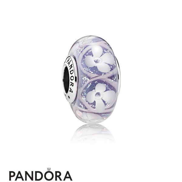 Pandora Jewelry Nature Charms Purple Field Of Flowers Charm Murano Glass Official