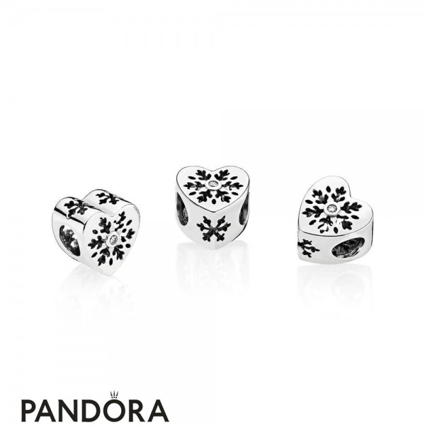 Pandora Jewelry Nature Charms Snowflake Heart Charm Clear Cz Official