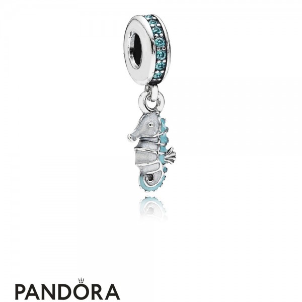Pandora Jewelry Nature Charms Tropical Seahorse Pendant Charm Teal Cz Turquoise Enamel Official