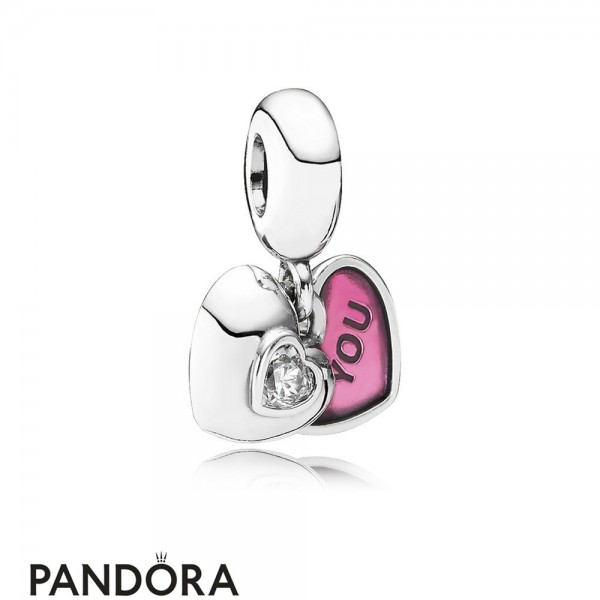 Pandora Jewelry Pendant Charms You Me Two Part Pendant Charm Clear Cz Fuchsia Enamel Official