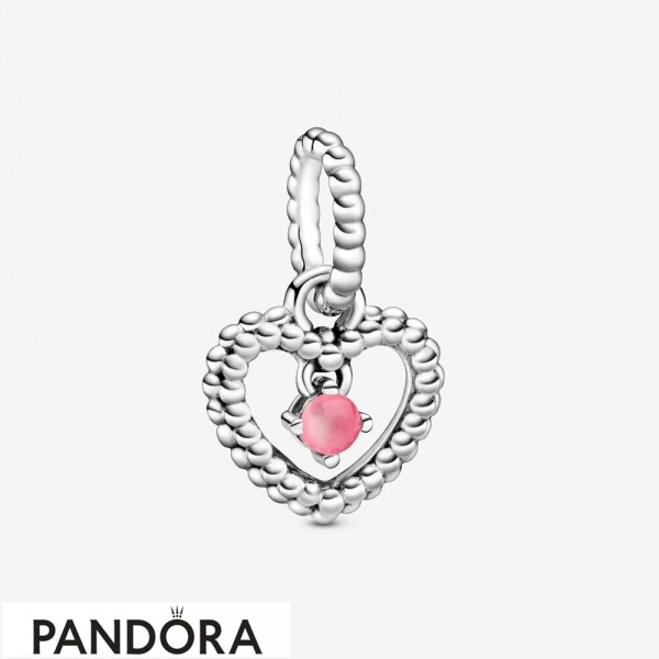 Women's Pandora Jewelry Petal Pink Beaded Heart Dangle Charm Official