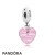Women's Pandora Jewelry Official Pink Ribbon Heart Dangle Charm Murano Glass Official