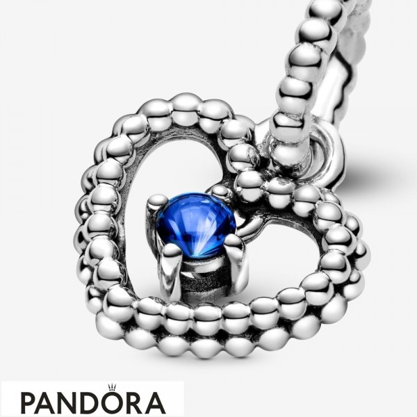 Women's Pandora Jewelry Sea Blue Beaded Heart Dangle Charm Official
