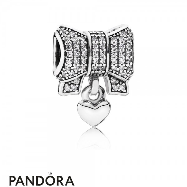 Pandora Jewelry Sparkling Paves Charms Heart Bow Charm Clear Cz Official