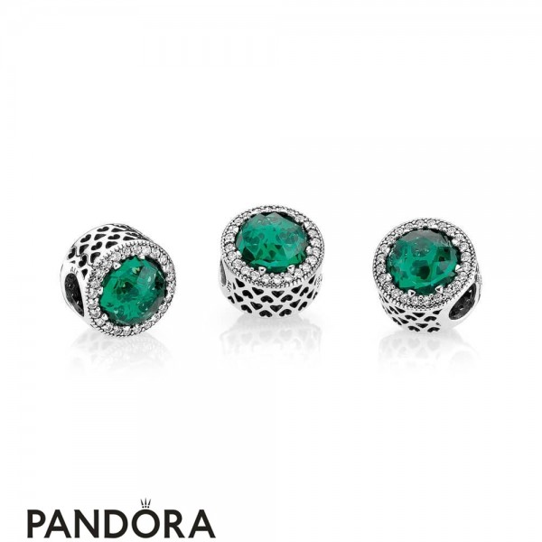 Pandora Jewelry Touch Of Color Charms Radiant Hearts Charm Sea Green Crystals Clear Cz Official