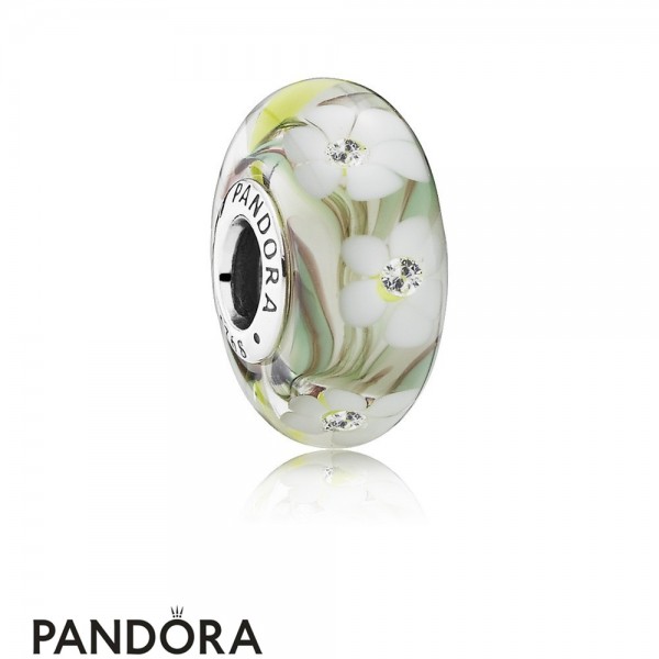 Pandora Jewelry Touch Of Color Charms Wild Flowers Charm Murano Glass Clear Cz Official