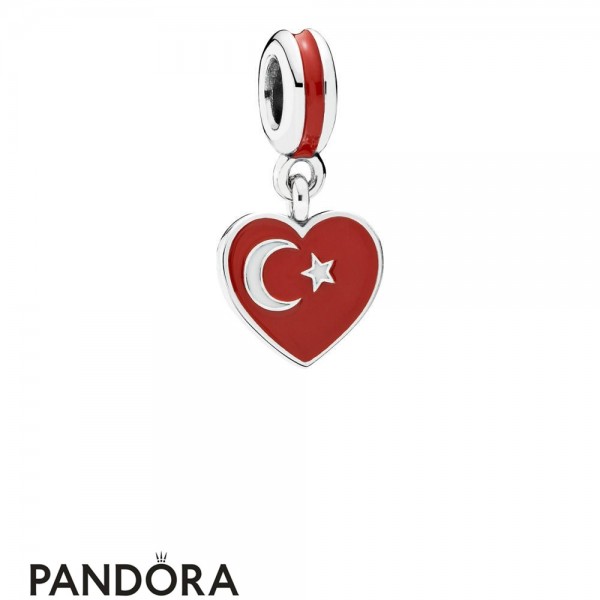 Women's Pandora Jewelry Turkey Heart Flag Pendant Charm Official