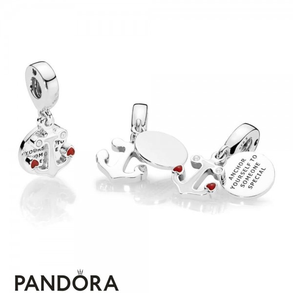 Pandora Jewelry Anchor Of Love Dangle Charm Red & Black Enamel Official