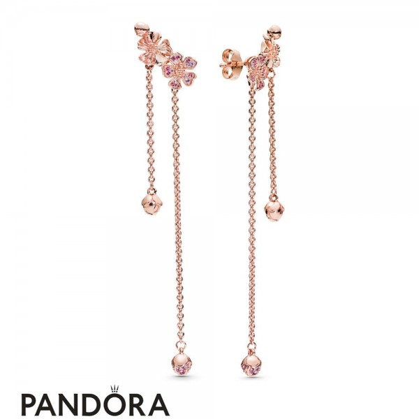 Pandora Jewelry Dangling Peach Blossom Flowers Earrings Official