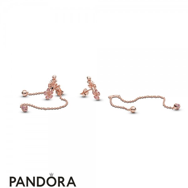 Pandora Jewelry Dangling Peach Blossom Flowers Earrings Official