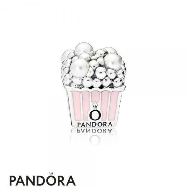 Pandora Jewelry Delicious Popcorn Charm Pale Pink Enamel & White Crystal Pearls Official