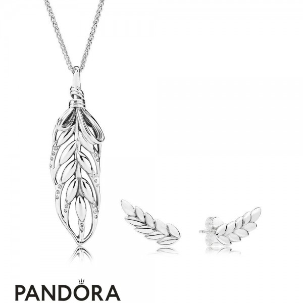 Women's Pandora Jewelry Floating Grains Of Life Necklace And Earrings Set Official
