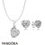 Women's Pandora Jewelry Flourishing Hearts Necklace And Earring Gift Set Official