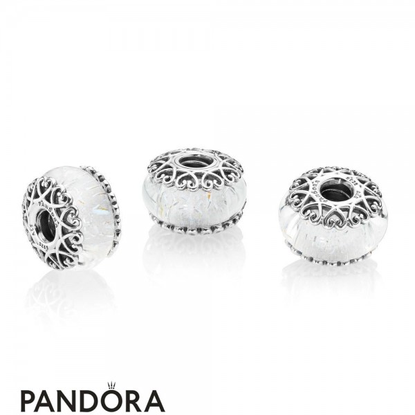 Pandora Jewelry Iridescent White Murano Glass Charm Official