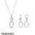 Women's Pandora Jewelry Knotted Hearts Necklace And Earring Gift Set Official