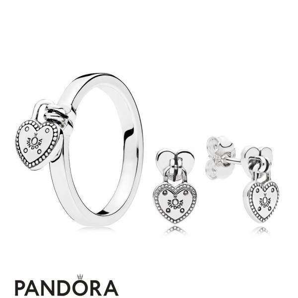 Pandora Jewelry Love Lock Ring And Earring Set Official