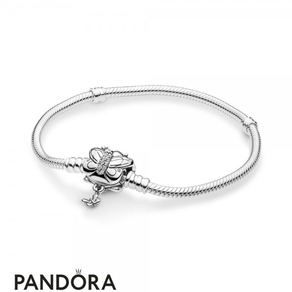 Pandora Jewelry Moments Silver Bracelet With Decorative Butterfly Clasp Official