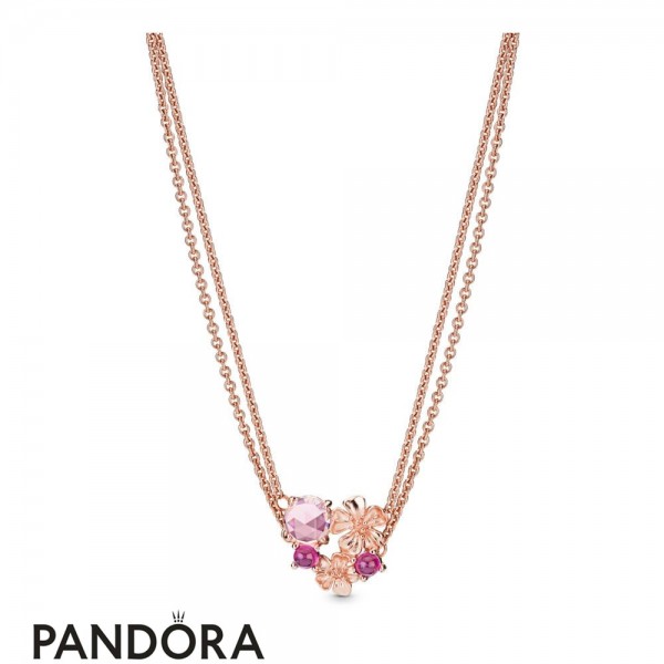 Pandora Jewelry Peach Blossom Flower Necklace Cz Official