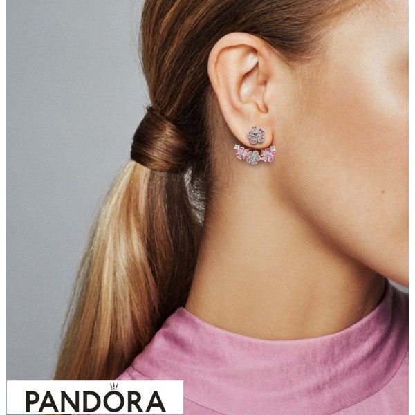Pandora Jewelry Peach Blossom Flowers Earrings Official