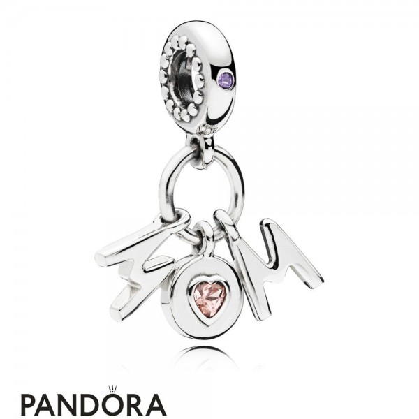 Women's Pandora Jewelry Perfect Mom Dangle Charm Soft Pink Lilac Crystal Official