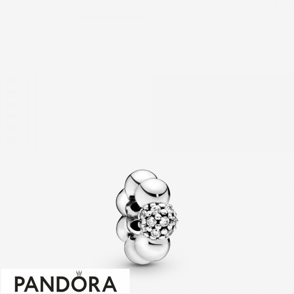 Women's Pandora Jewelry Polished & Pave Bead Spacer Charm Official