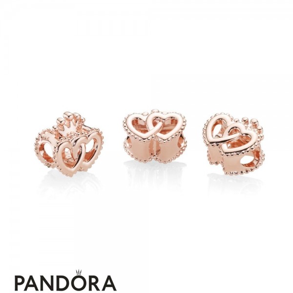 Pandora Jewelry Rose Interlocked Crowned Hearts Charm Official
