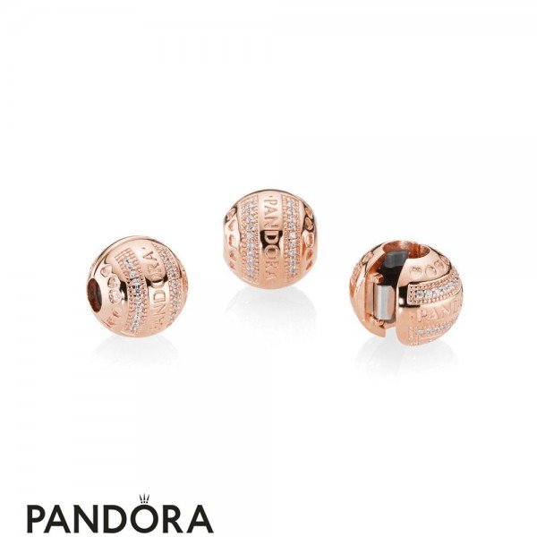 Pandora Jewelry Rose Logo Hearts Clip Official