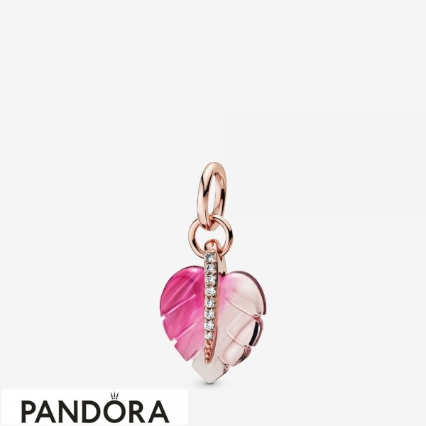 Pandora Jewelry Rose Pink Murano Glass Leaf Pendant Official