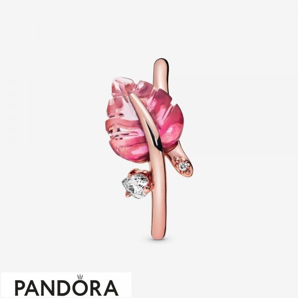 Pandora Jewelry Rose Pink Murano Glass Leaf Ring Official