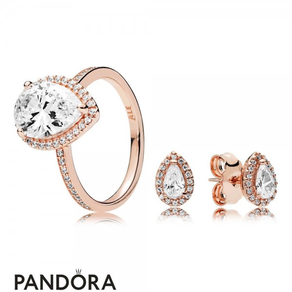 Pandora Jewelry Rose Radiant Teardrop Ring And Earring Set Official