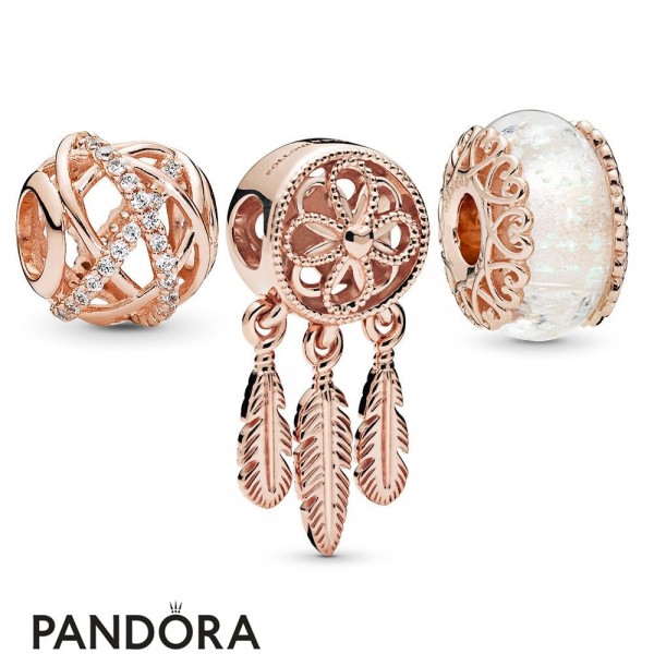 Pandora Jewelry Rose Sparkling Dream Catcher Charm Pack Official