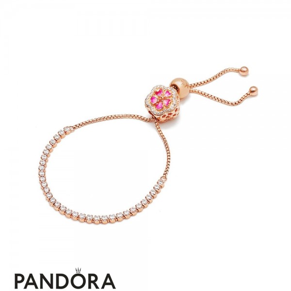 Pandora Jewelry Rose Enamel Pink Mixed Stones Crystal Synthetic Sapphire Dazzling Peach Bracelet Official