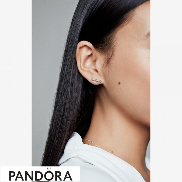 Women's Pandora Jewelry Row Of Beads Stud Earrings Official
