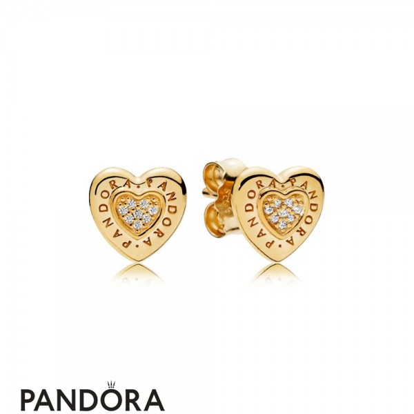Pandora Jewelry Shine Logo Heart Earring Studs Official
