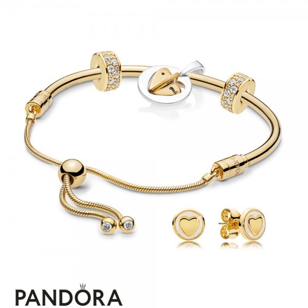 Pandora Jewelry Shine Mum's Golden Heart Bracelet Set Official