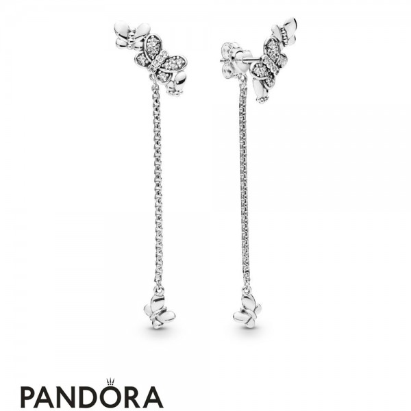 Pandora Jewelry Silver Bedazzling Butterflies Hanging Earrings Official