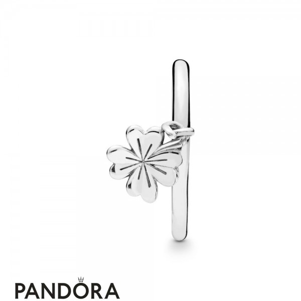 Pandora Jewelry Silver Hanging Clover Ring Official
