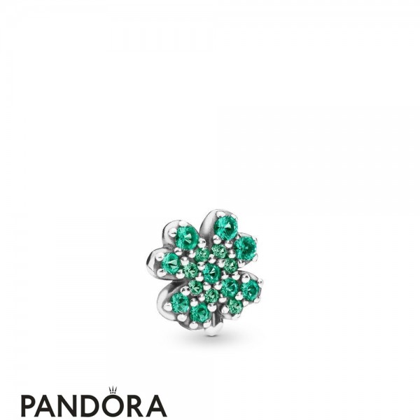 Pandora Jewelry Silver Radiant Green Lucky Four Leaf Clover Petite Charm Official