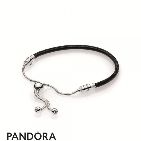 Pandora Jewelry Sliding Black Leather Bracelet Official