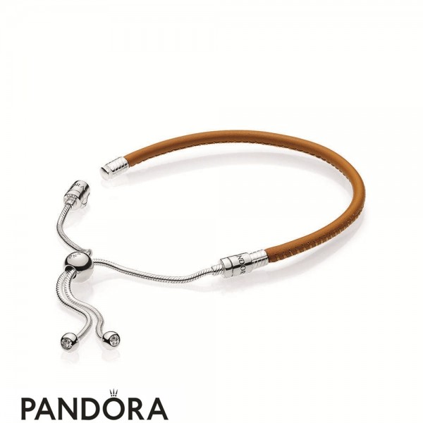 Pandora Jewelry Sliding Golden Tan Leather Bracelet Official