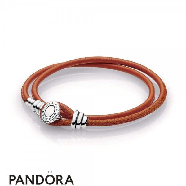 Pandora Jewelry Spicy Orange Double Leather Bracelet Official