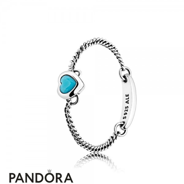 Pandora Jewelry Spirited Heart Ring Cyan Blue Crystal Official