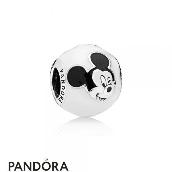 Pandora Jewelry Disney Charms Expressive Mickey Charm White Black Enamel Official
